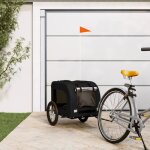 Vidaxl remorque de vélo pour chien noir tissu oxford et fer 93835 Vidaxl remorque de vélo pour chien noir tissu oxford et fer 93835