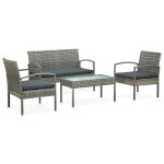 Vidaxl salon de jardin 4 pcs avec coussins résine tressée gris Vidaxl salon de jardin 4 pcs avec coussins résine tressée gris