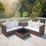 Salon de jardin - vidaxl - 4 pcs - résine tressée - marron - imperméable et résistant aux intempéries ... Salon de jardin - vidaxl - 4 pcs - résine tressée - marron - imperméable et résistant aux intempéries ...
