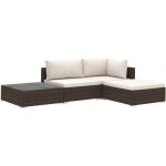 Vidaxl salon de jardin 4 pcs avec coussins r�sine tress�e marron