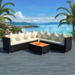 Vidaxl salon de jardin 5 pcs avec coussins mobilier de jardin mobilier d'extrieur meubles de patio meubles ...
