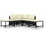 Vidaxl salon de jardin 5 pcs avec coussins noir résine tressée Vidaxl salon de jardin 5 pcs avec coussins noir résine tressée