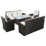 Salon de jardin - vidaxl - 5 pcs - rsine tresse - marron - 6 personnes