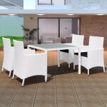Salon de jardin - vidaxl - 5 pcs - rsine tresse - blanc - crme - design lgant