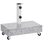 Socle de parasol - vidaxl - granite - 45x25x8, 3 cm - acier inoxydable - gris clair