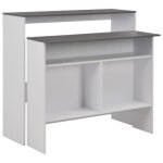 Vidaxl table de bar avec 2 dessus de table blanc et gris 130x40x120 cm 280221 Vidaxl table de bar avec 2 dessus de table blanc et gris 130x40x120 cm 280221