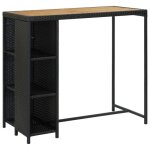 Vidaxl table de bar avec rangement noir 120x60x110 cm rsine tresse