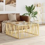 Vidaxl table basse 100x100x50 cm acier inoxydable et verre 350066