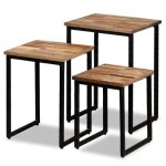 Table basse gigogne - vidaxl - 3 pcs - teck massif - rectangulaire - salon - marron Table basse gigogne - vidaxl - 3 pcs - teck massif - rectangulaire - salon - marron