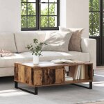 Vidaxl table basse industrielle 90 x 60 x 35 cm bois ancien avec tiroirs