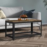 Vidaxl table basse marron foncé et noir 90x45x45 cm mdf et fer 286082 Vidaxl table basse marron foncé et noir 90x45x45 cm mdf et fer 286082