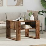 Vidaxl table basse rectangulaire en bois ding�nierie 66 x 53 x 45 cm marron - �tag�res de rangement