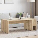 Vidaxl table basse rectangulaire ch�ne sonoma 1015 x 50 x 37 cm ? bois ding�nierie rangement spacieux ...
