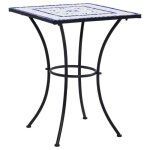 Table de bistro - vidaxl - mosaïque - 60 cm - fer laqué - céramique bleu et blanc Table de bistro - vidaxl - mosaïque - 60 cm - fer laqué - céramique bleu et blanc