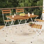 Vidaxl table de bistro pliante 100x54x71cm bois acacia solide et acier, salon de jardin, mobilier d'extrieur, ...