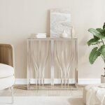 Vidaxl table console argent 70x30x70 cm acier inoxydable et verre 350035