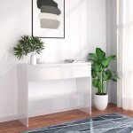 Vidaxl table console blanc 100  35  76. 5 cm agglomr