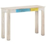 Vidaxl table console blanc 115x35x77 cm bois de manguier brut