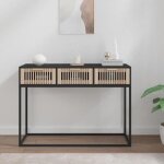 Vidaxl table console, table d'appoint avec 3 tiroirs, meuble de rangement salle de sjour salon, scandinave, ...