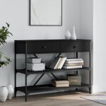 Vidaxl table console avec tiroirs et tagres noir bois d'ingnierie 833403