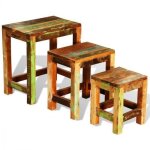 Vidaxl table gigogne 3 pcs vintage bois de r�cup�ration