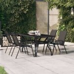 Vidaxl table de jardin noir 140x70x70 cm acier et verre 318768