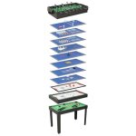 Vidaxl table de jeu multiple 15 en 1 echec pion backgammon shuffle hockey curling bowling billard football ...