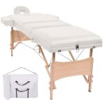Vidaxl table de massage pliable  3 zones 10 cm d'paisseur blanc