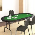 Vidaxl table de poker pliable 10 joueurs vert 207x106x76 cm, dessus de table de poker, table de poker ...