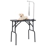 Table de toilettage - vidaxl - 171066 - r�glable - pliable - noir et argent�