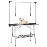 Table de toilettage - vidaxl - 171070 - rglable - pliable - noir et argent