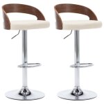 Vidaxl tabourets de bar lot de 2 crème similicuir et bois courbé 283145 Vidaxl tabourets de bar lot de 2 crème similicuir et bois courbé 283145