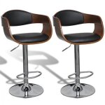 Vidaxl tabourets de bar 2 pcs bois courb et similicuir