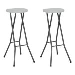 Vidaxl tabourets de bar pliables 2 pcs pehd et acier blanc 44562