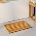 Vidaxl tapis de bain antid�rapant en bois massif marron 100 x 53 cm - finition huil�e