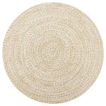 Vidaxl tapis fait  la main jute blanc et naturel 90 cm