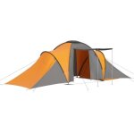Tente de camping - vidaxl - 6 personnes - gris et orange - 100% impermable - montage manuel
