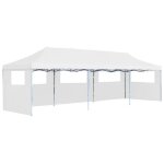 Vidaxl tente de rception escamotable pliable avec 5 parois 3x9m blanc