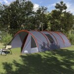 Vidaxl tente tunnel / abri de camping 778 x 356 x 210 cm gris et orange - polyester 185t imperm�able