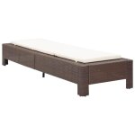 Transat - vidaxl - marron - résine tressée - coussin blanc crème - résistance intempéries Transat - vidaxl - marron - résine tressée - coussin blanc crème - résistance intempéries