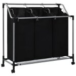 Vidaxl trieuse  linge avec 3 sacs noir acier