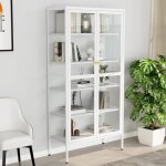 Vidaxl vitrine d'exposition blanc 90x40x180 cm acier et verre tremp 336080