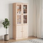 Vidaxl vitrine en verre alta 77x35x186, 5 cm bois de pin massif 353949