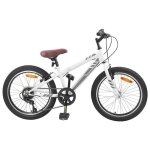 Vidaxl vtt 24 pouces 6 vitesses pour enfants 8?12 ans ? blanc cadre acier robuste