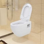 Wc suspendu - vidaxl - cramique - blanc - systme de fermeture douce - facile  entretenir