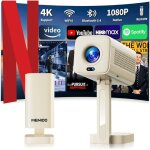 Vid�oprojecteur menioo 2026 4k 1080p mini projecteur wifi 6 bluetooth 5. 4 beige