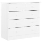 Commode - fydun - alta - bois massif de pin - 5 tiroirs - blanc - 77x35x73 cm