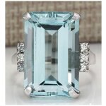 Bague en argent 925 avec aigue - marine pour femmes - bijoux de mariage - taille 8
