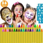 Peinture pour le visage - non toxique - 36 couleurs - 30 pochoirs - hypoallergnique - mixte