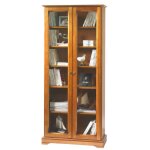 Vitrine 2 portes vitr�es merisier 5 etag�res 6 niches l 82. 4 h 182. 2 p 33 cm - l 82. 4 x l 33 x h 182. ...